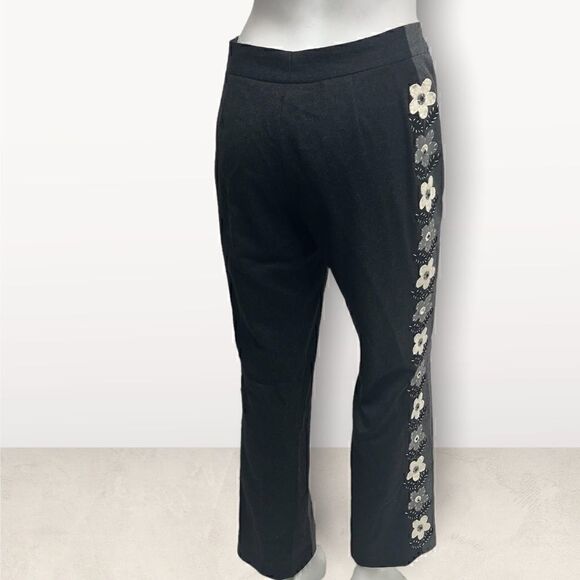 Moschino Cheap & Chic Gray Wool Pants With Flower Detail - Picture 6 of 9